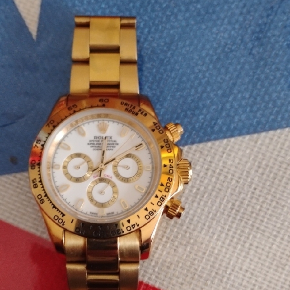 Rolex Gold and White Men's Chronograph Watch
